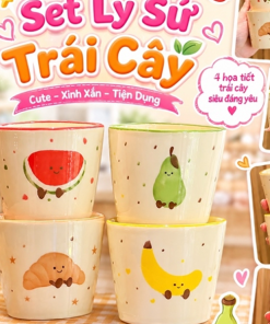 Set ly trái cây gốm sứ