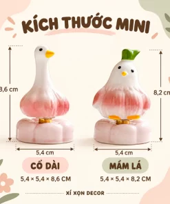 Tượng gốm vịt củ tỏi xoay mini decor bàn làm việc