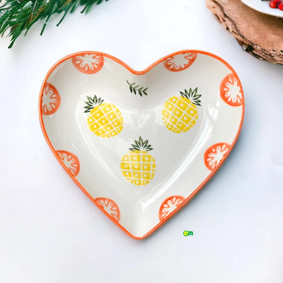 Bộ Đĩa Gốm Sứ Hình Trái Tim