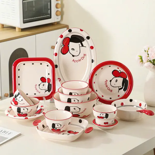 Bộ chén sứ Apple Dog